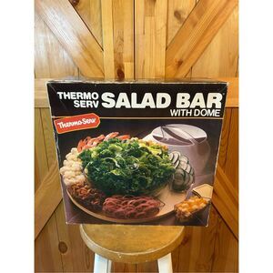 Vintage Thermo Serv Lazy Susan Style Salad Bar Carousel & Condiment Bowls